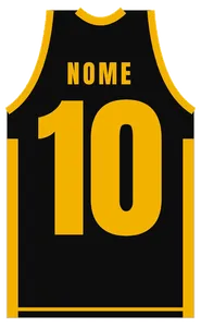 Costas da camisola preta com nome e número 10 a amarelo